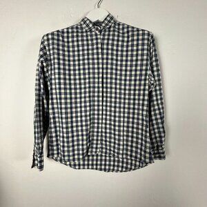 Woolrich Women Blue White Plaid Button-Down Shirt Long Sleeve Casual Lightweight